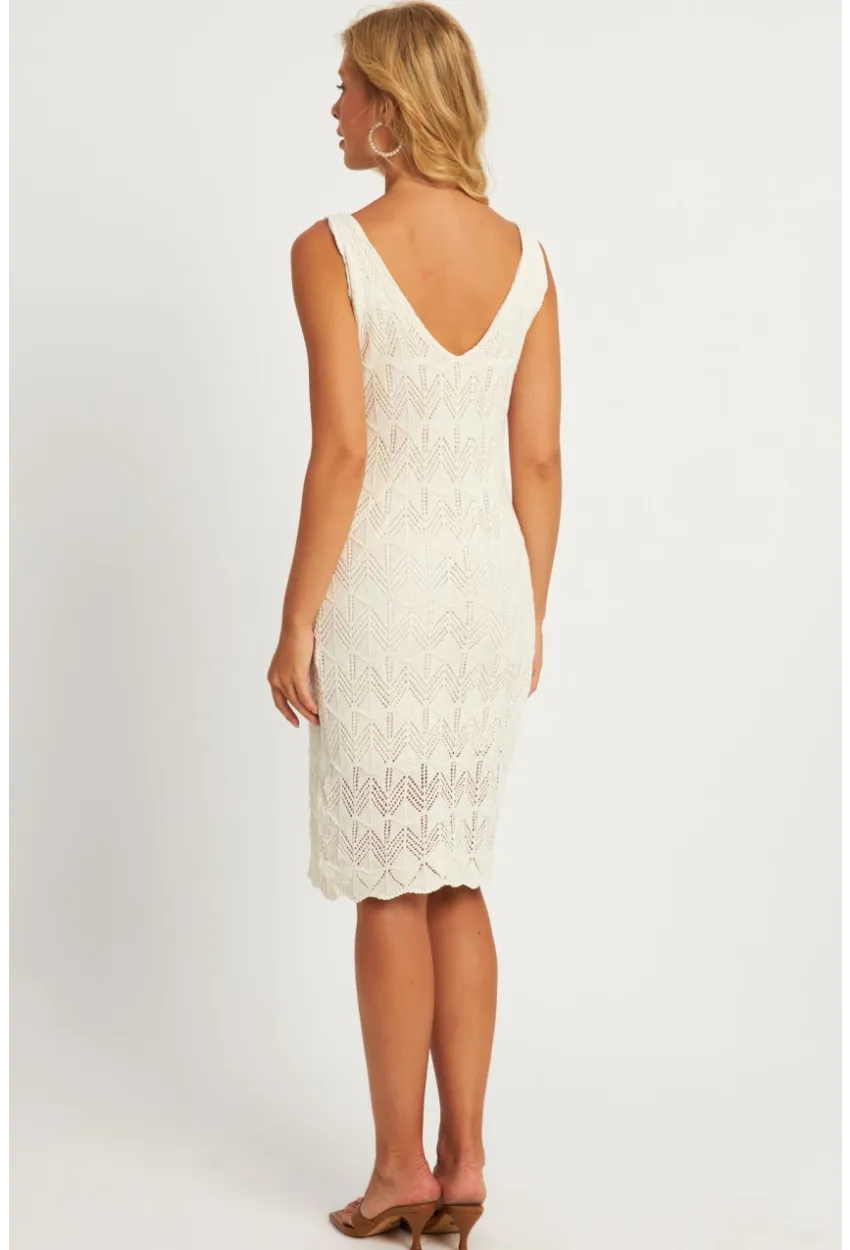 Kadın Ekru Triko Astarlı Midi Elbise HC1536