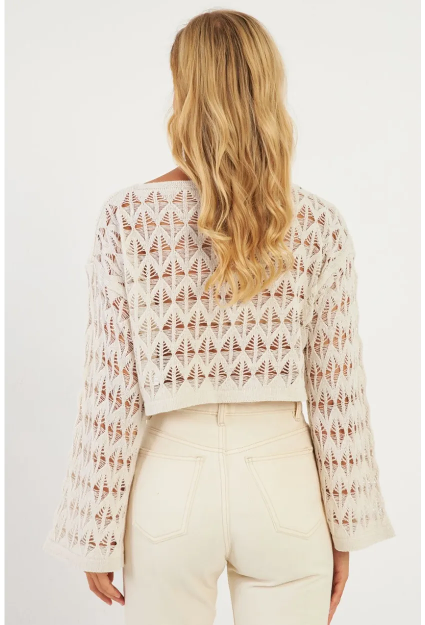 Kadın Ekru Triko Bluz YV254