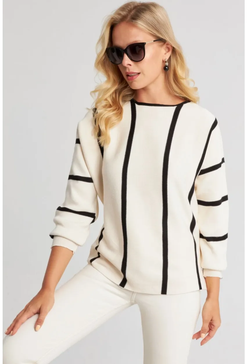 Kadın Ekru Yarasa Kol Triko Kazak YZ522