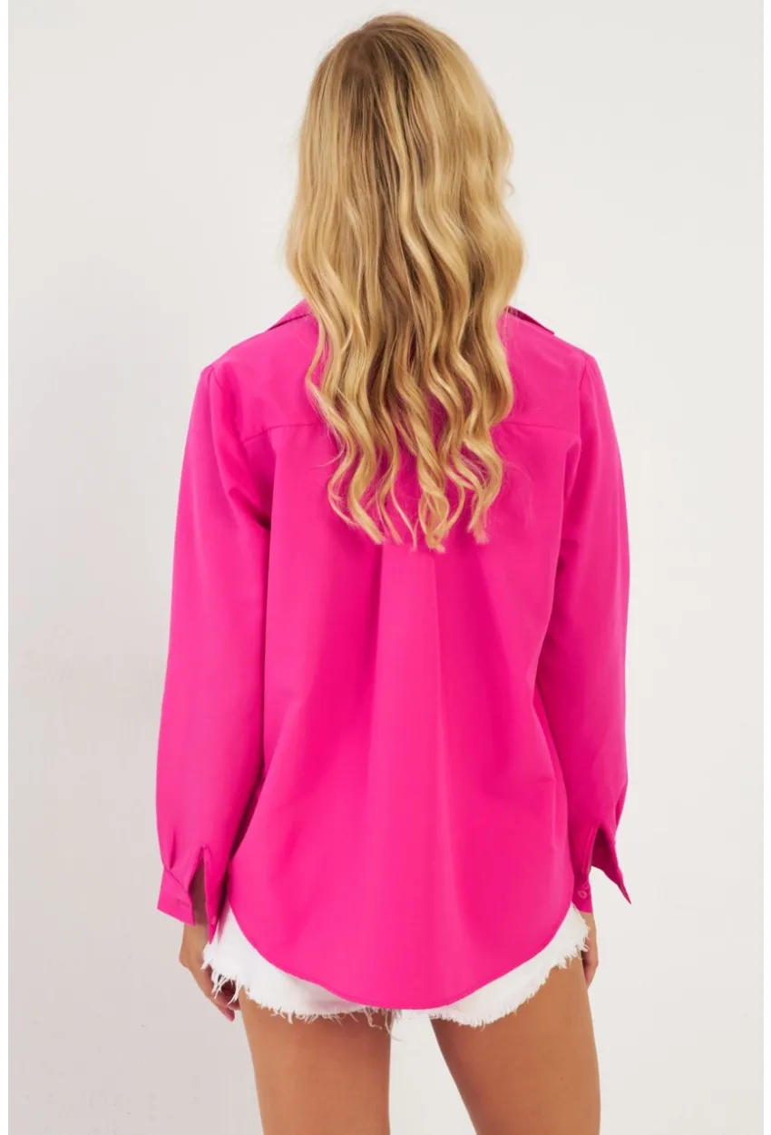 Kadın Fuşya Basic Gömlek ZER411