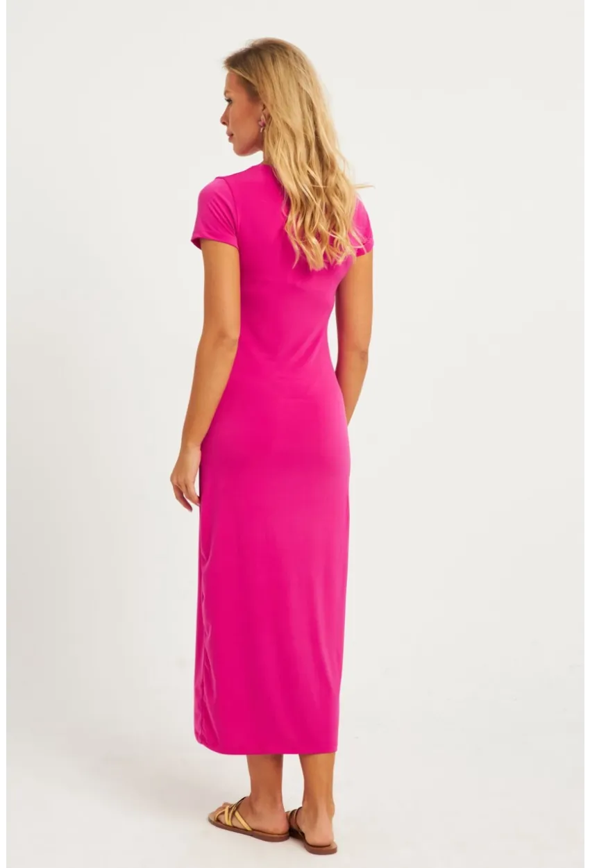 Kadın Fuşya Basic Midi Elbise DMR261