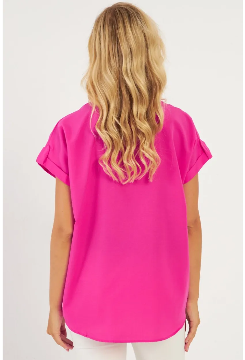 Kadın Fuşya Cepli Gömlek ZER410