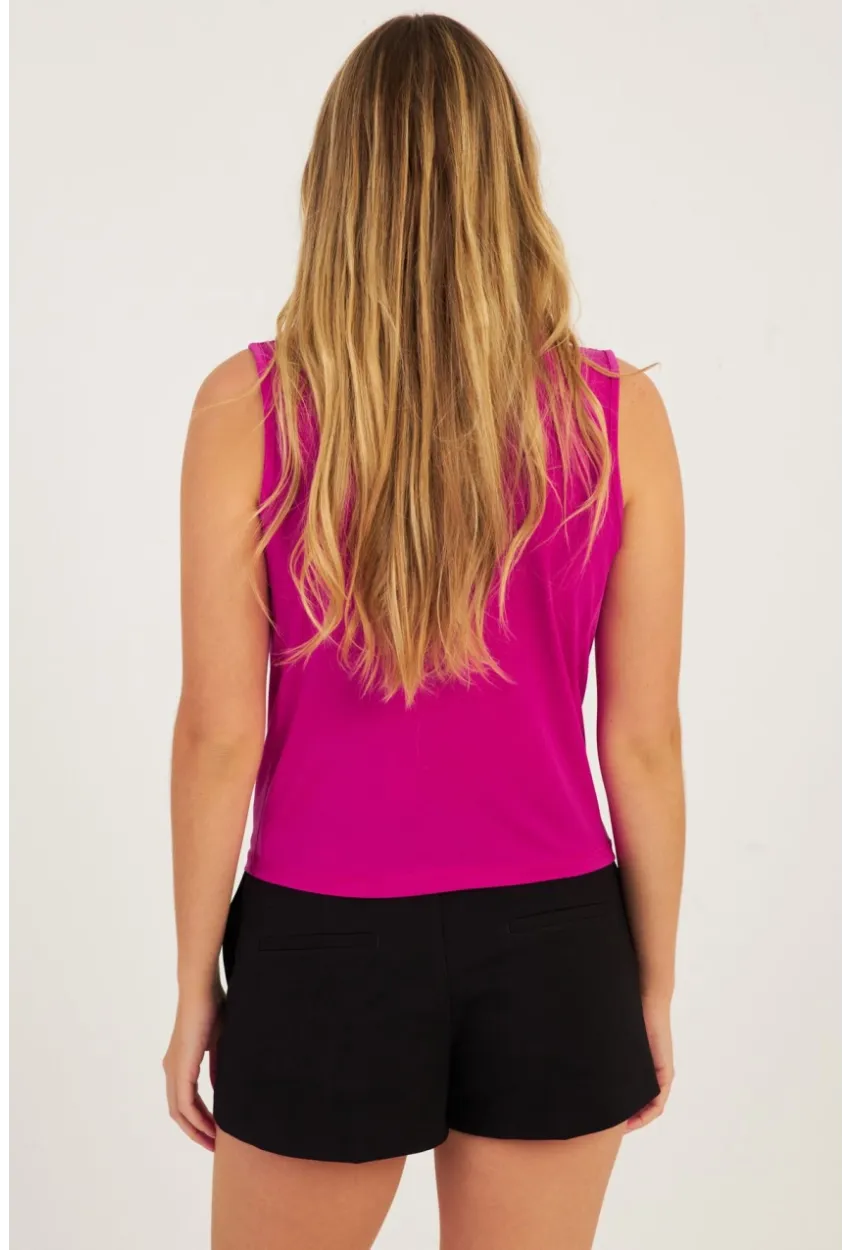 Kadın Fuşya Degaje Yaka Bluz YZ1020