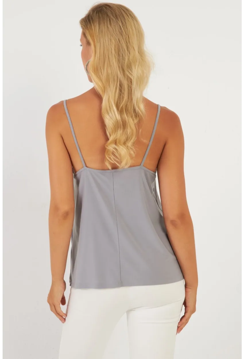 Kadın Gri Dantelli Atlet AYD353