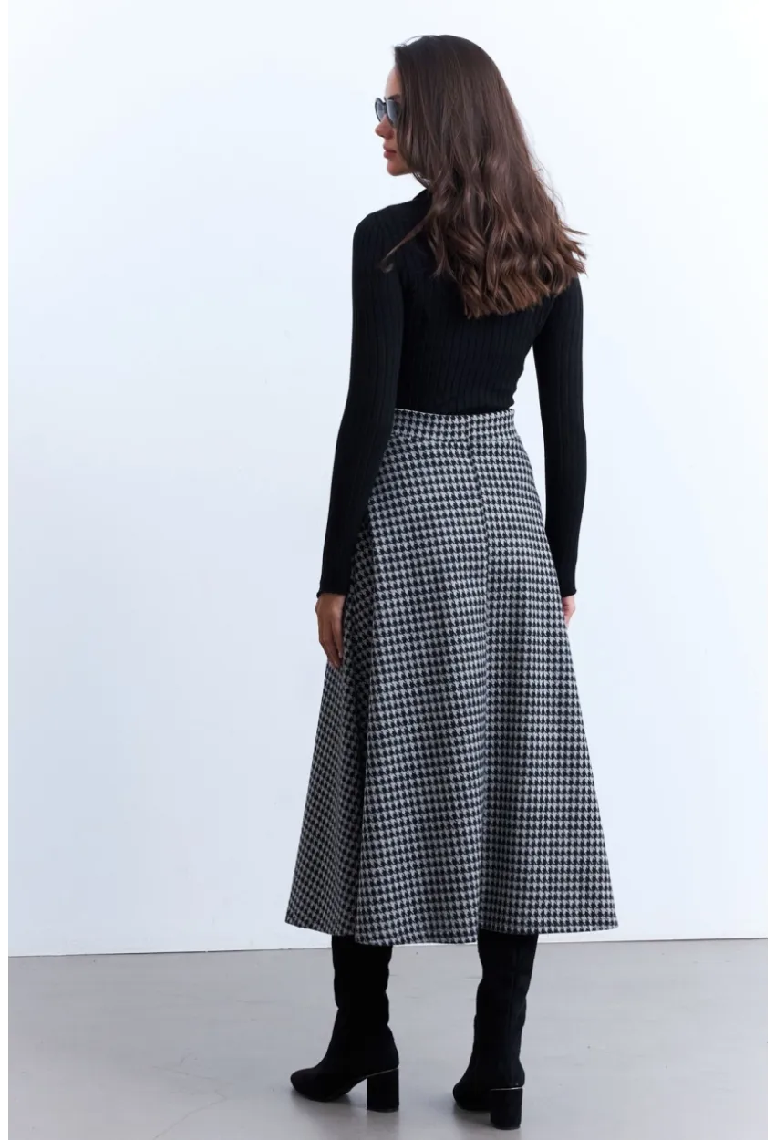 Kadın Gri Desenli Çan Etek MLON3007