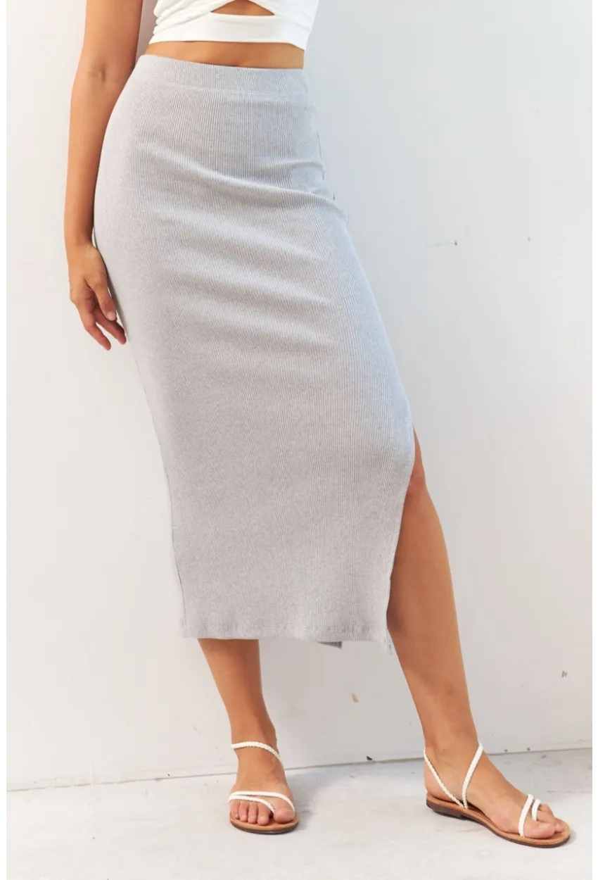 Kadın Gri Kaşkorse Midi Etek XL2034