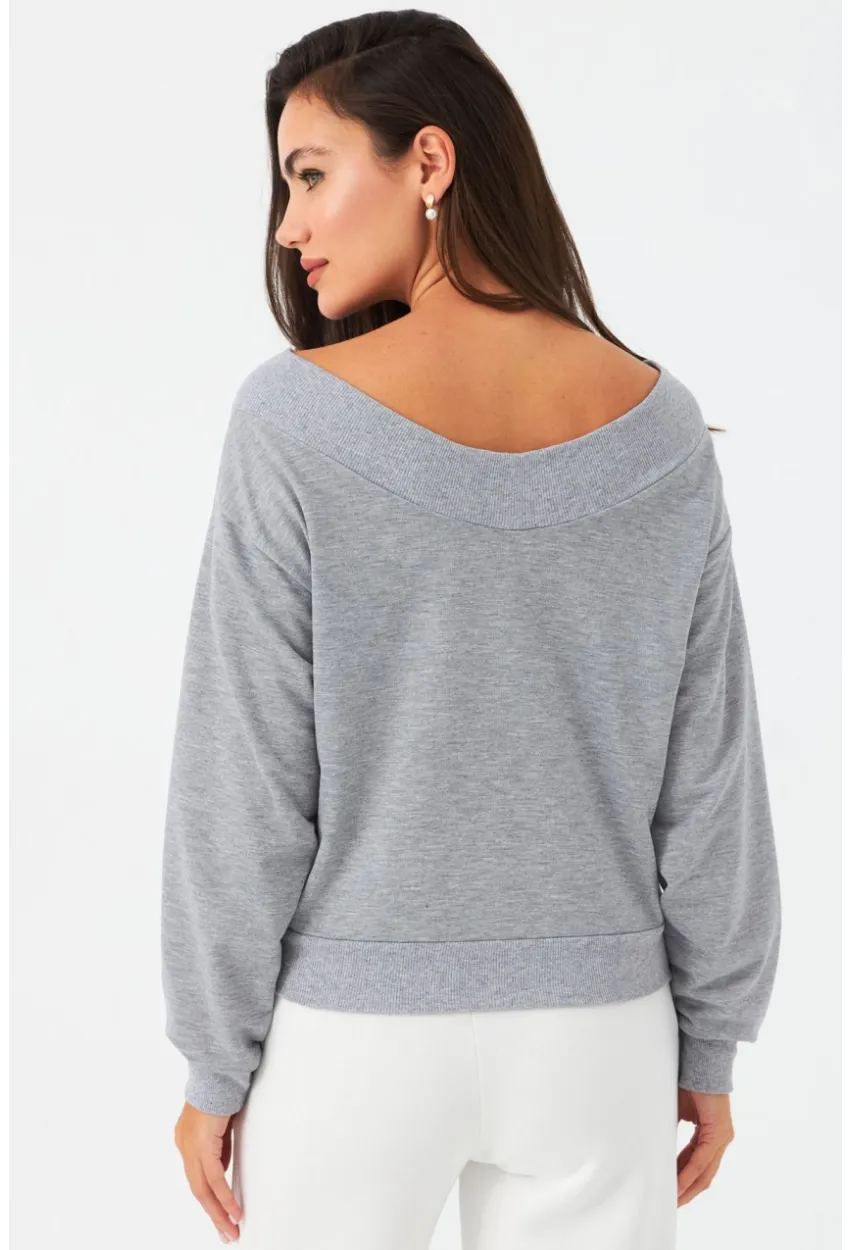 Kadın Gri Kısa Sweatshirt TF16