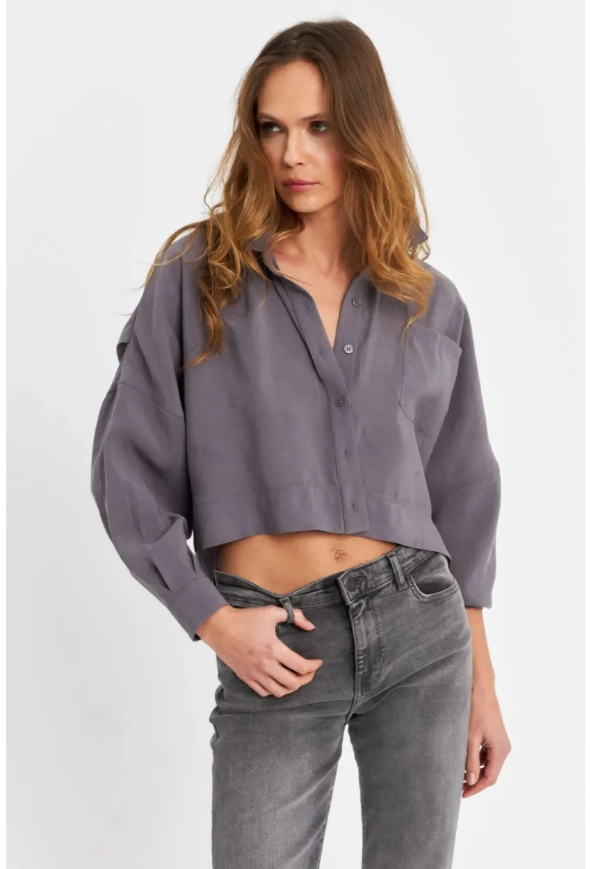 Kadın Gri Kupra Gömlek SB3061