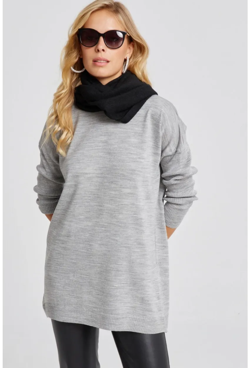 Kadın Gri Triko Tunik YV110