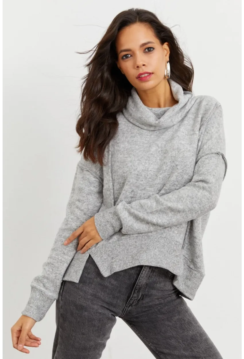 Kadın Gri Yumoş Sweatshirt İZ87