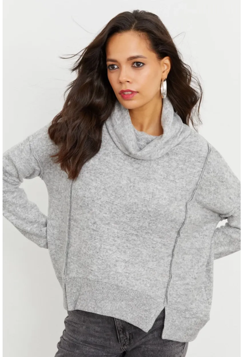 Kadın Gri Yumoş Sweatshirt İZ87