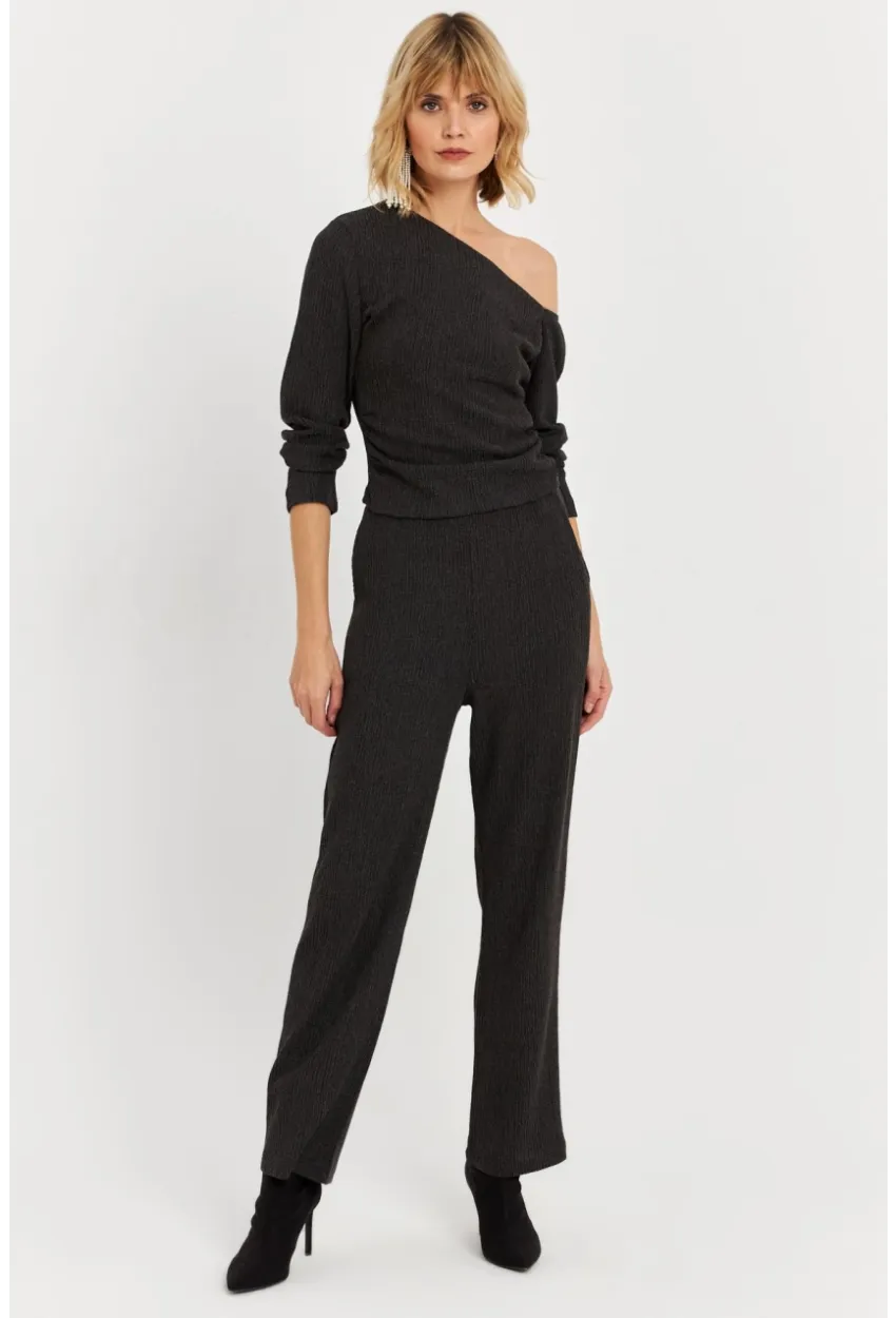 Kadın Haki Asimetrik Yaka Alt Üst Takım KED7151