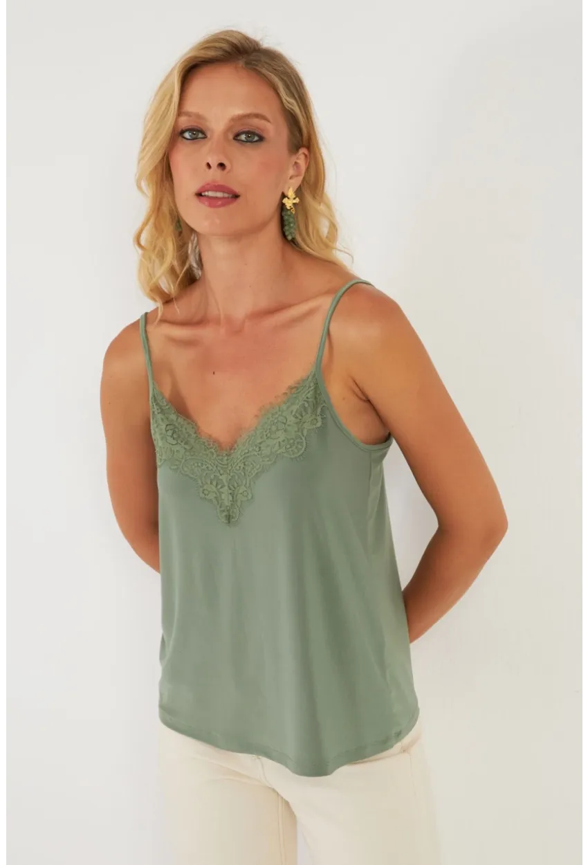 Kadın Haki Dantelli Atlet AYD353