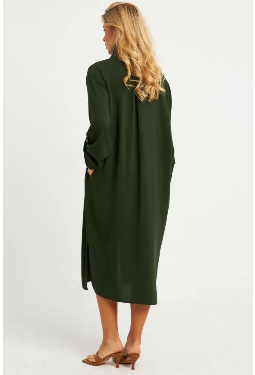 Kadın Haki Gömlek Elbise LV178