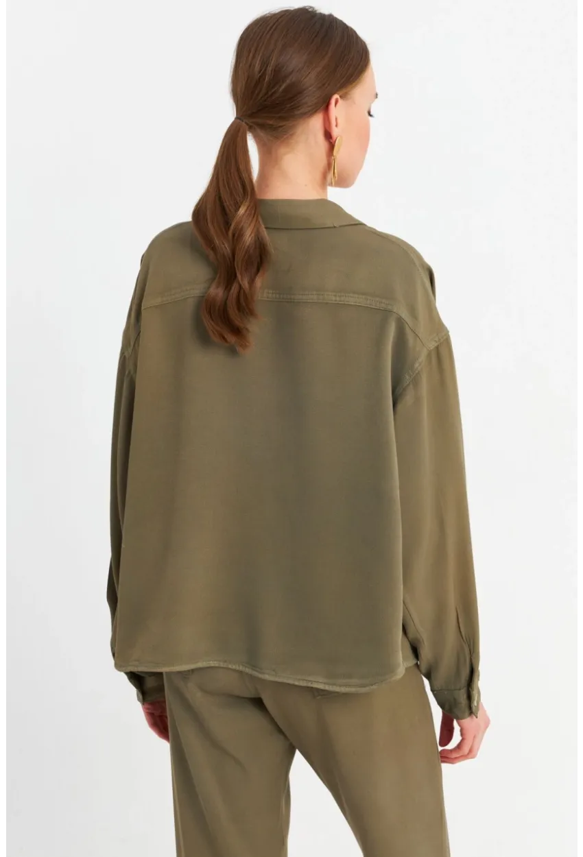 Kadın Haki Tensel Gömlek SUN202