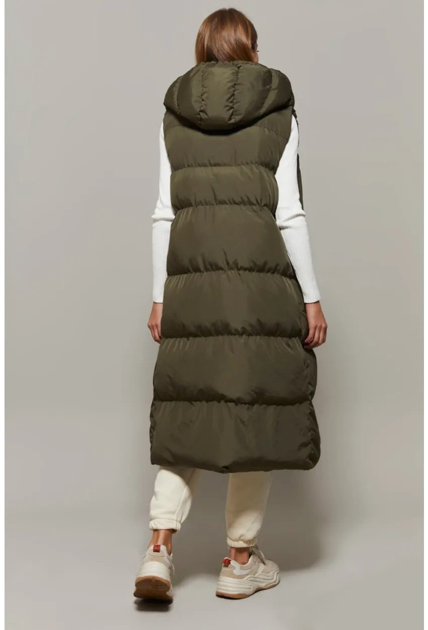 Kadın Haki Uzun Şişme Yelek DAF05