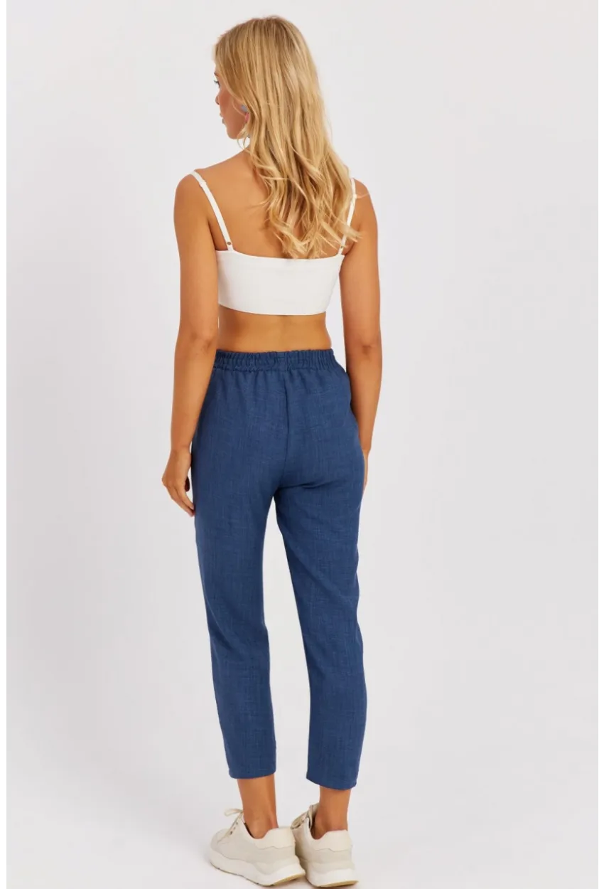 Kadın İndigo Beli Lastikli Pantolon GÇ161
