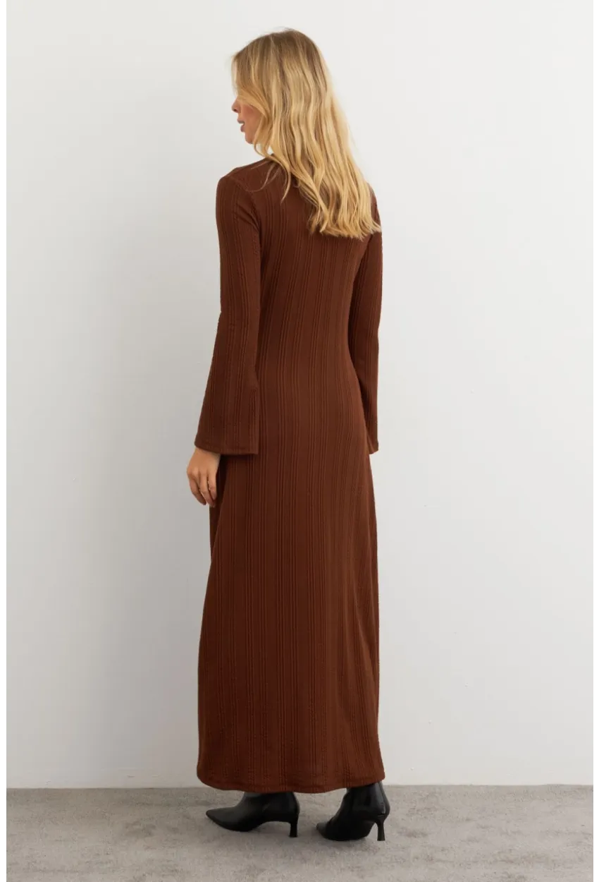 Kadın Kahverengi Basic Maxi Elbise MTF30