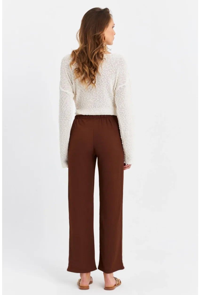 Kadın Kahverengi Beli Lastikli Palazzo Pantolon ATS80745