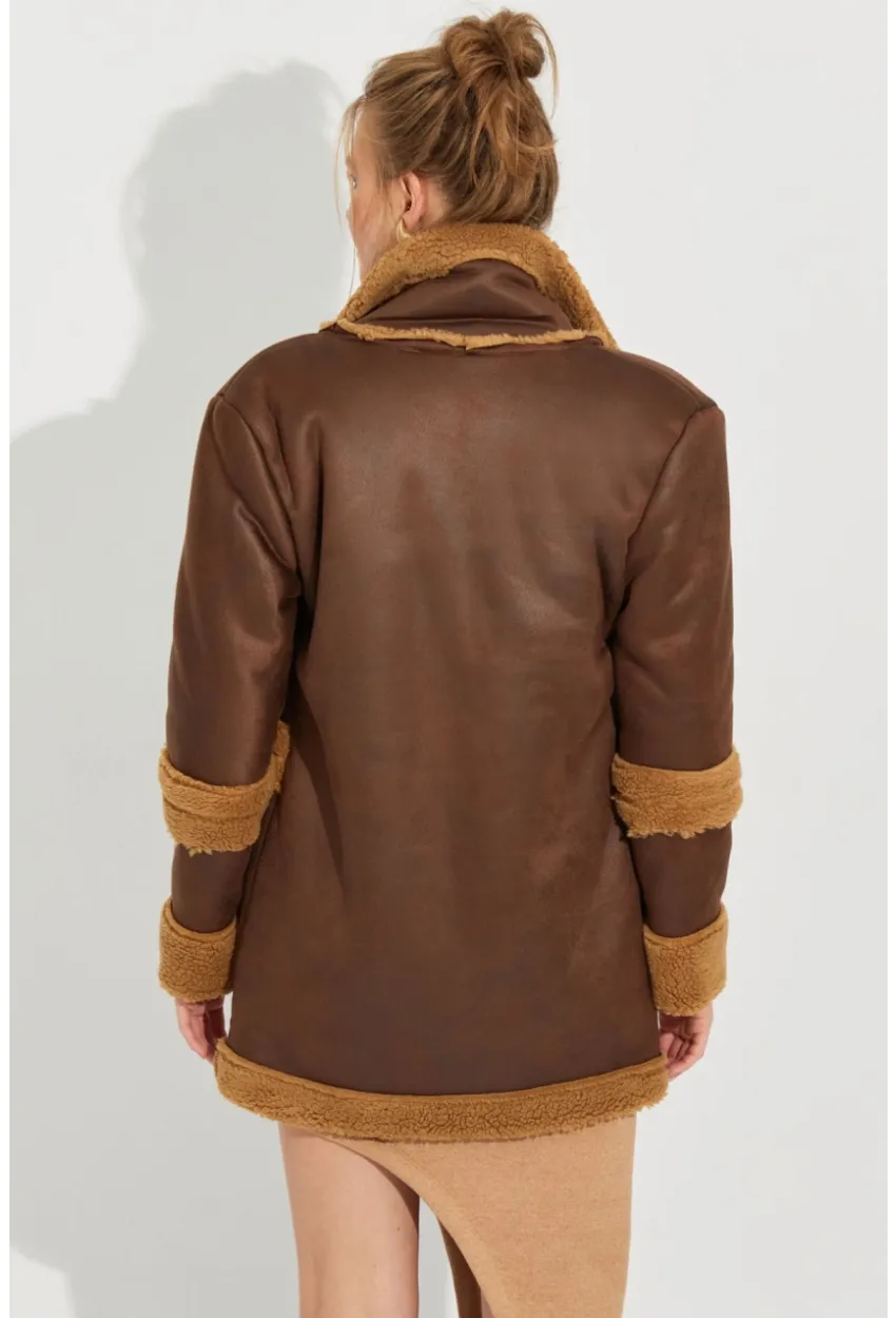 Kadın Kahverengi Nubuk Mont QRS8381