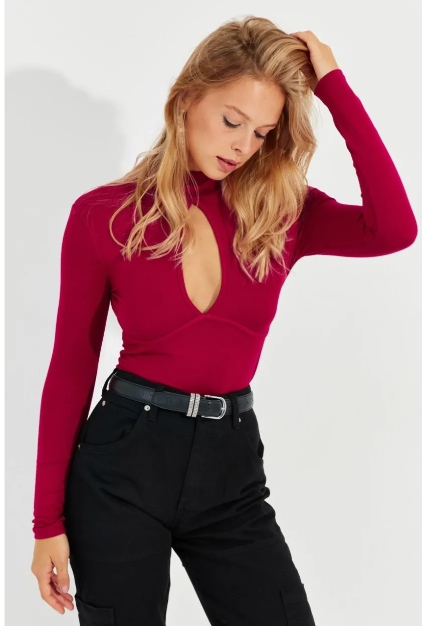 Kadın Kırmızı Önü Damla Bluz LPP1239