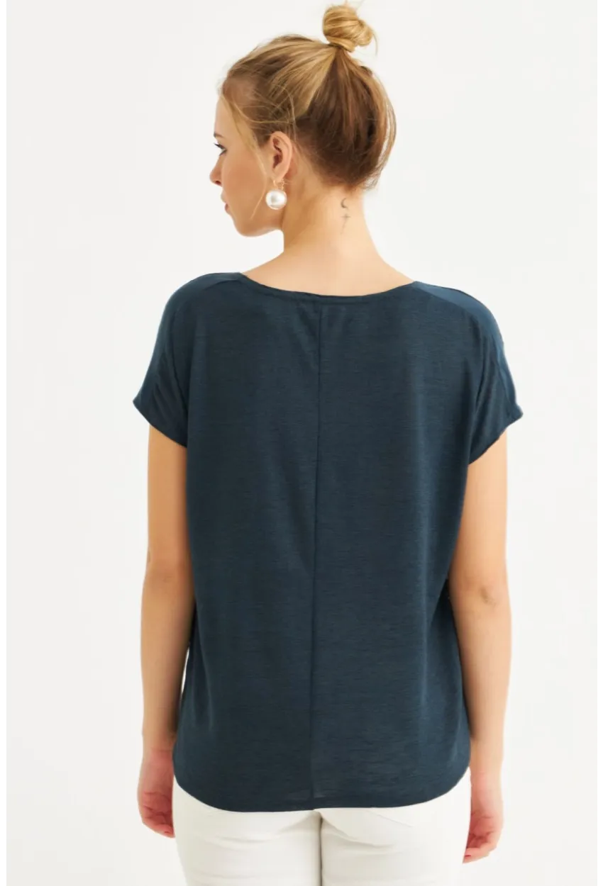 Kadın Lacivert Basic Bluz AYD410