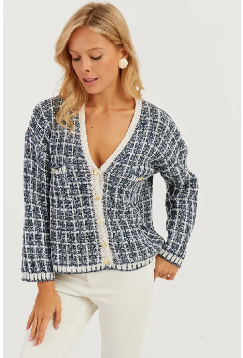 Kadın Lacivert Düğme Detaylı Hırka MİW4461