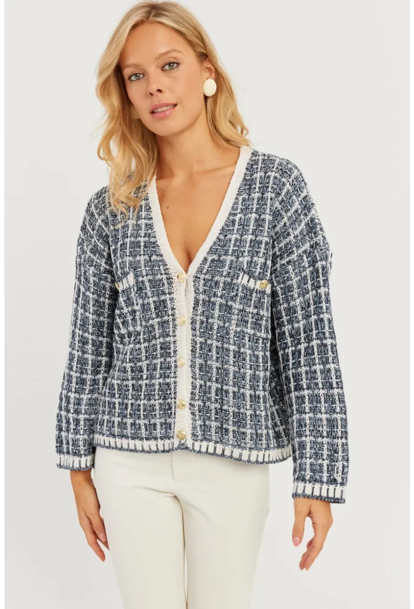 Kadın Lacivert Düğme Detaylı Hırka MİW4461