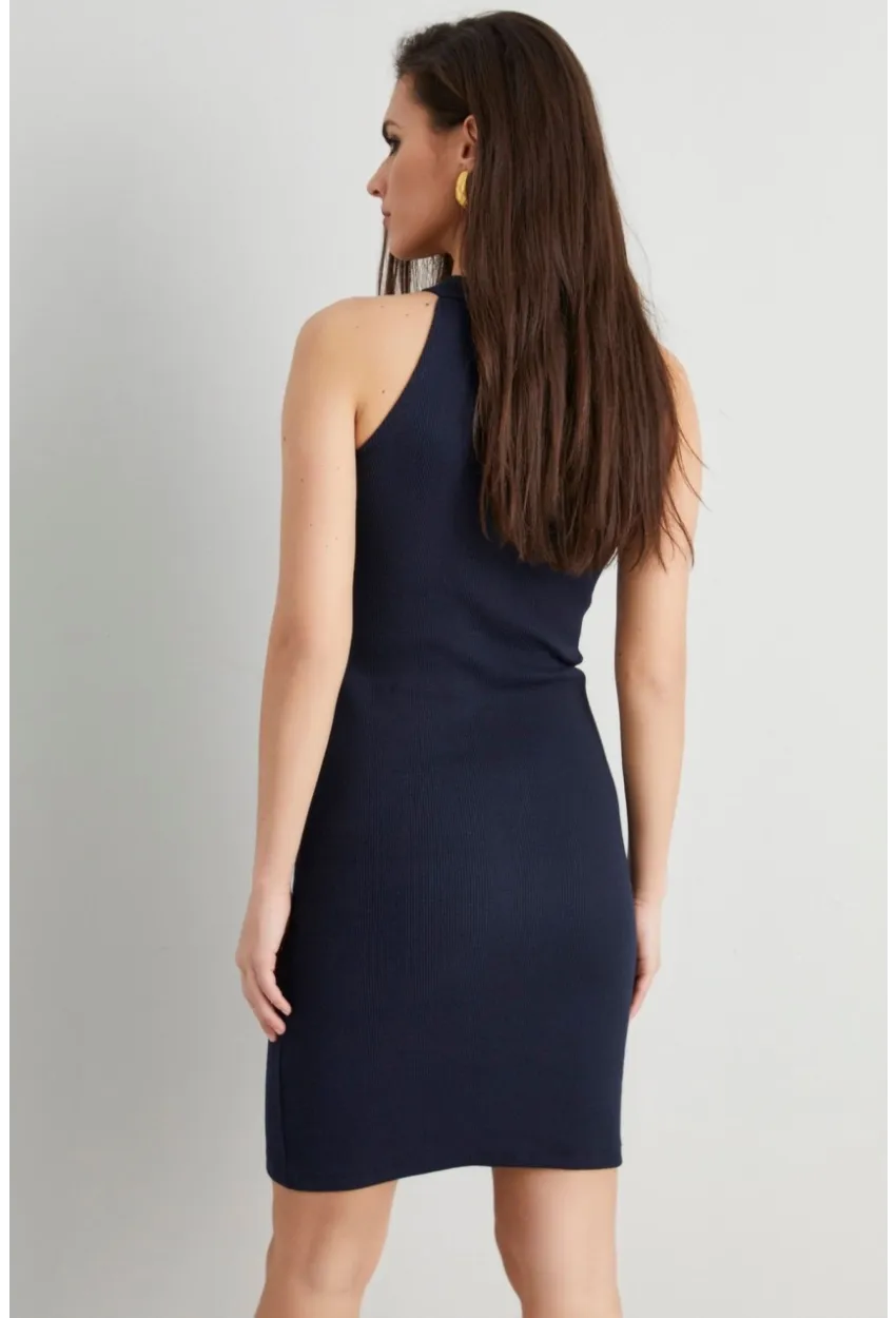 Kadın Lacivert Kaşkorse Kolsuz Elbise Yİ1567