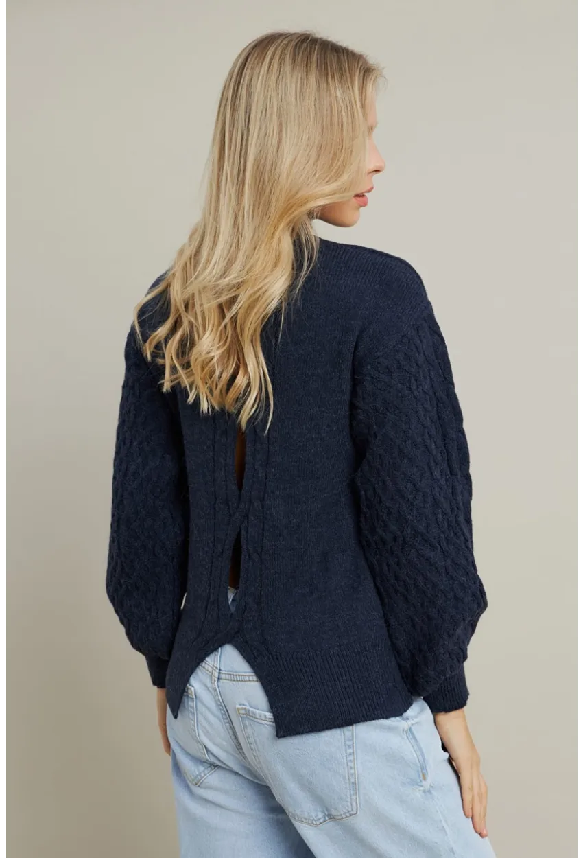 Kadın Lacivert Pencereli Kazak SE3