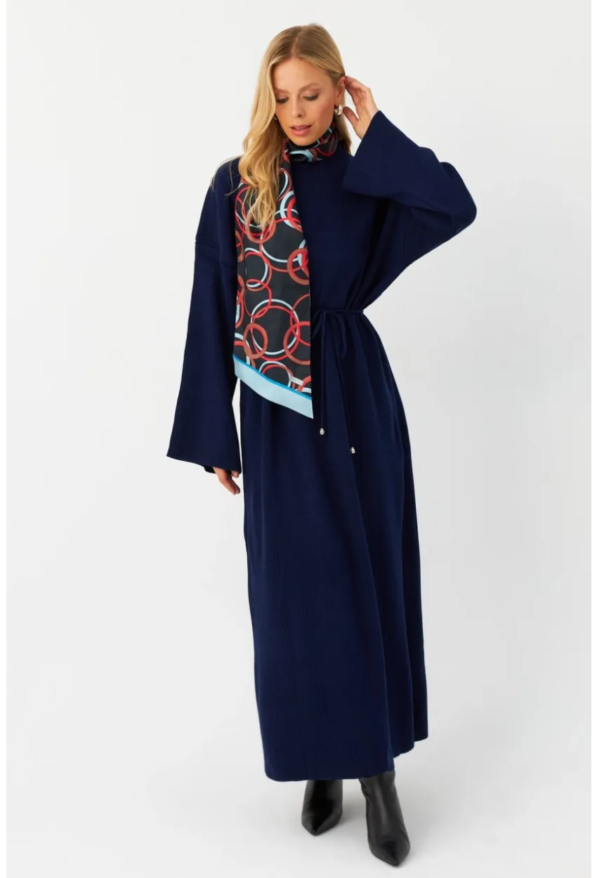 Kadın Lacivert Triko Maxi Elbise MTC3367