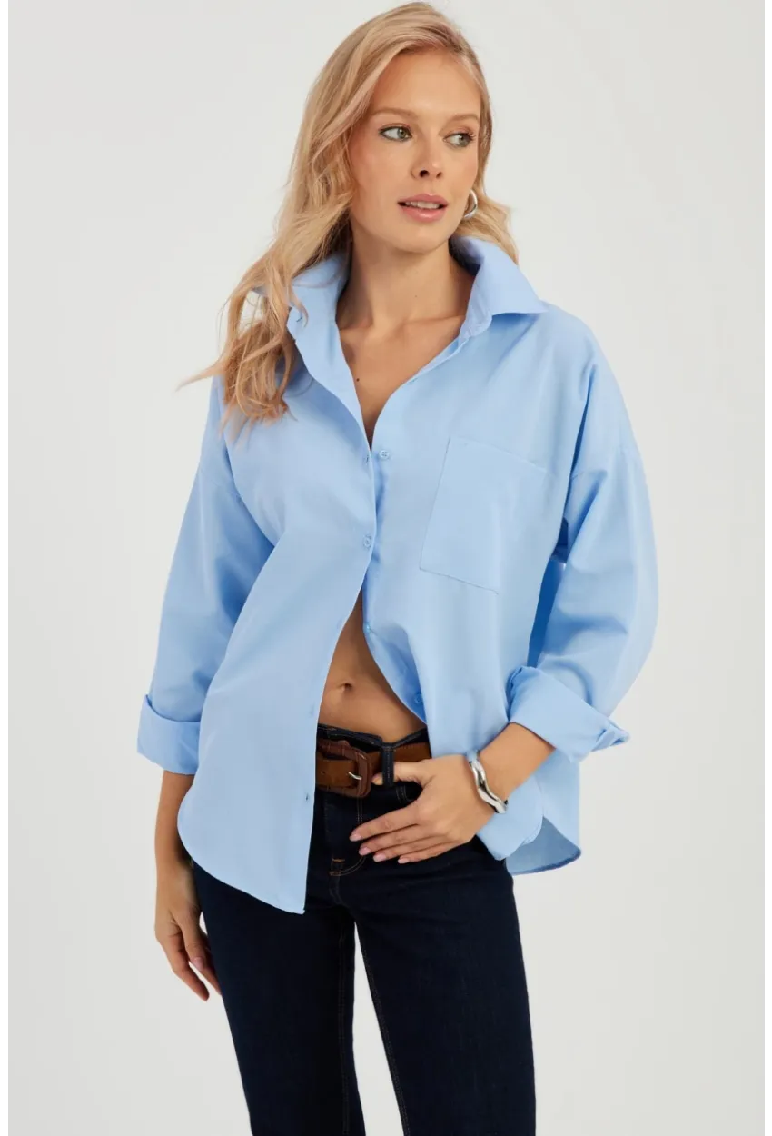 Kadın Mavi Basic Gömlek ZER403