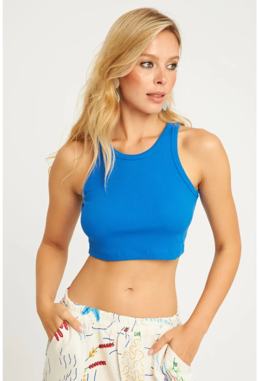 Kadın Mavi Crop Bluz YLE610