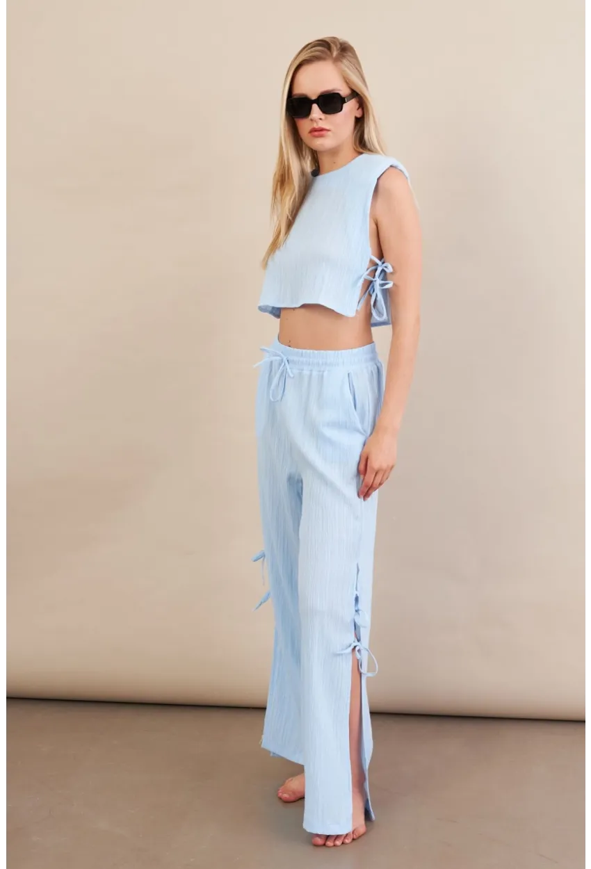 Kadın Mavi Omuzları Vatkalı Alt Üst Takım KED002