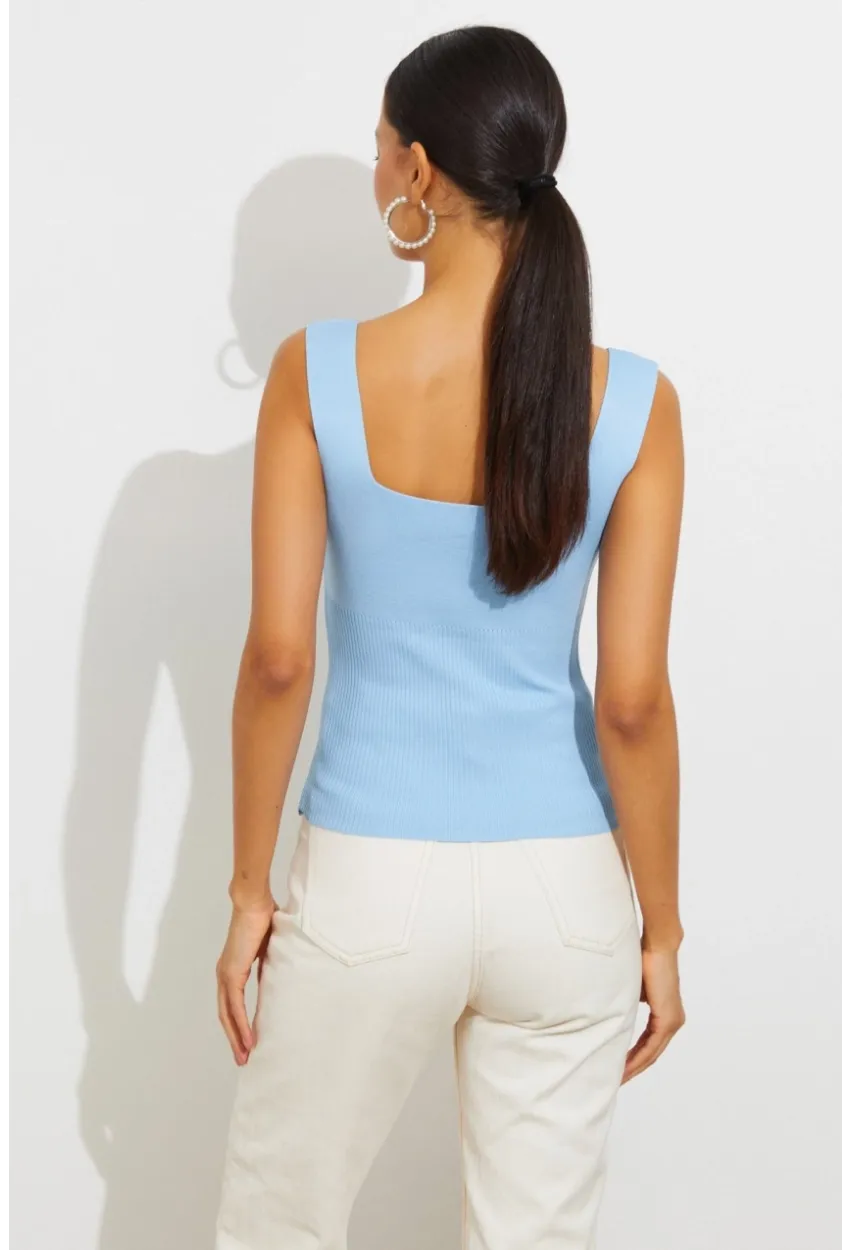 Kadın Mavi Triko Atlet YV117