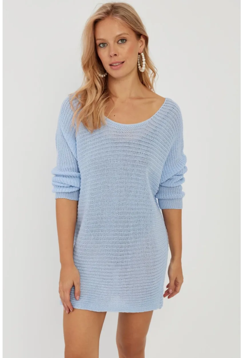 Kadın Mavi Triko Kazak SMT223