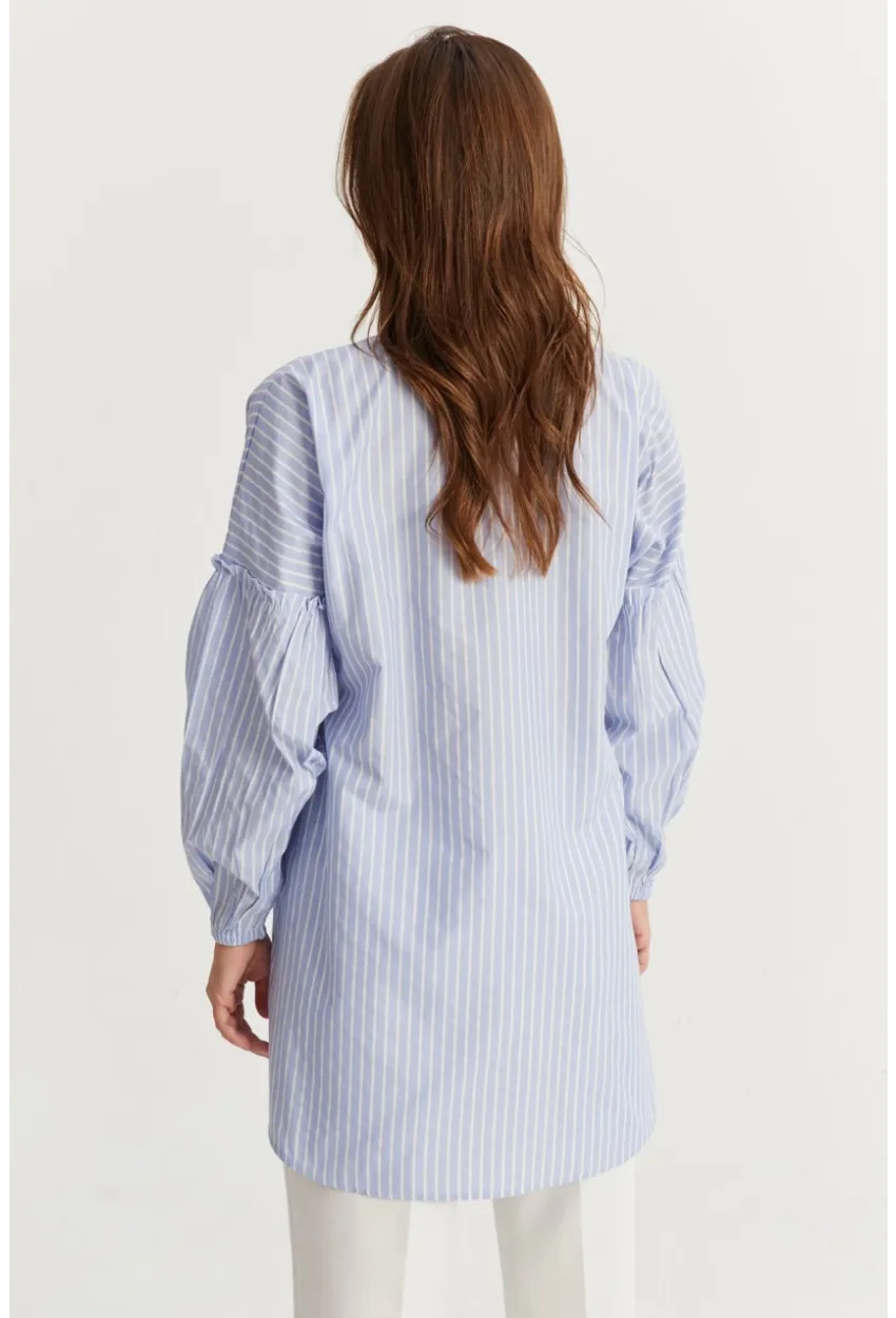 Kadın Mavi Tunik Gömlek MASF12