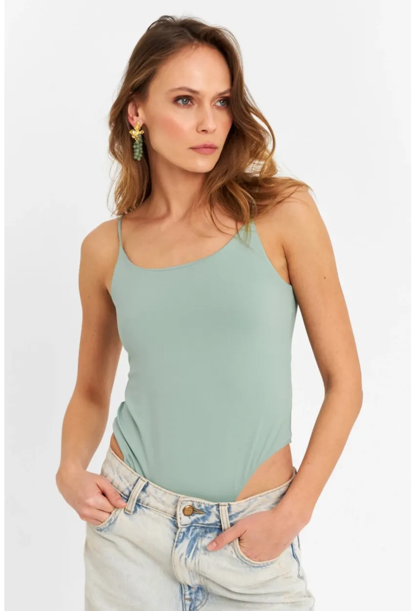 Kadın Mint Çıtçıtlı Body ZH129