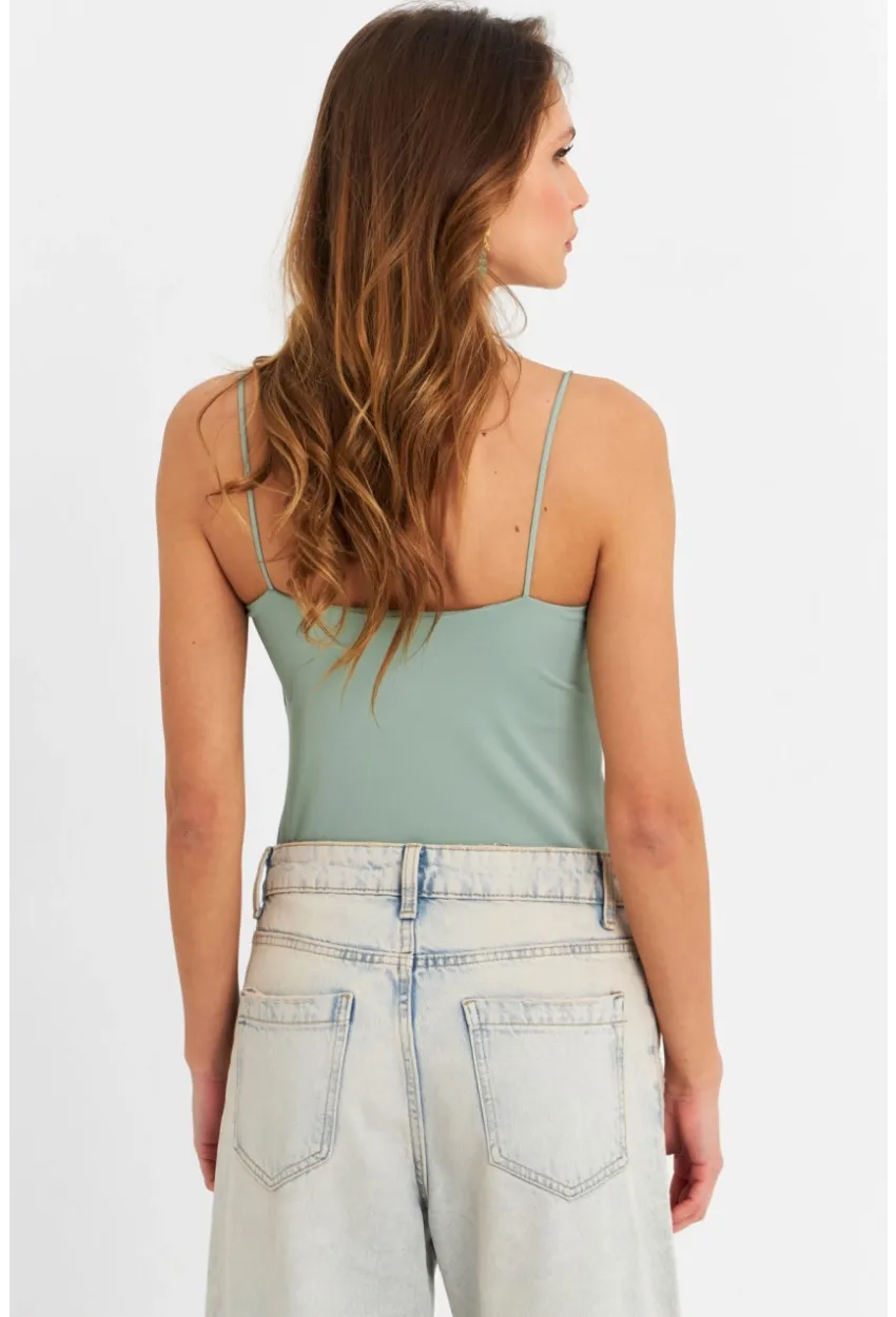 Kadın Mint Çıtçıtlı Body ZH129