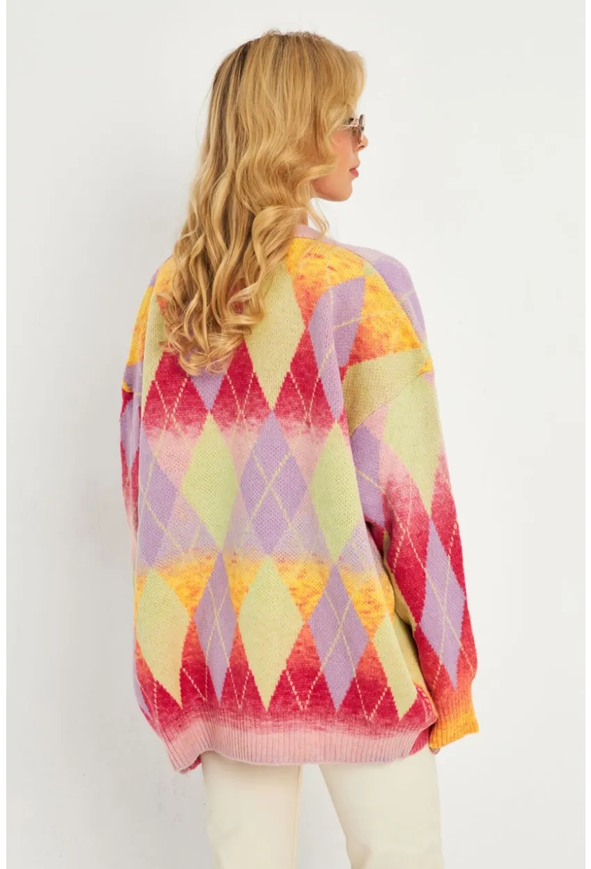 Kadın Multi Baklava Desenli Hırka KAZ23