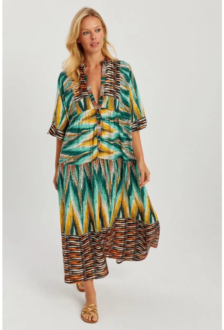 Kadın Multi Desenli Salaş Maxi Elbise GÇ166