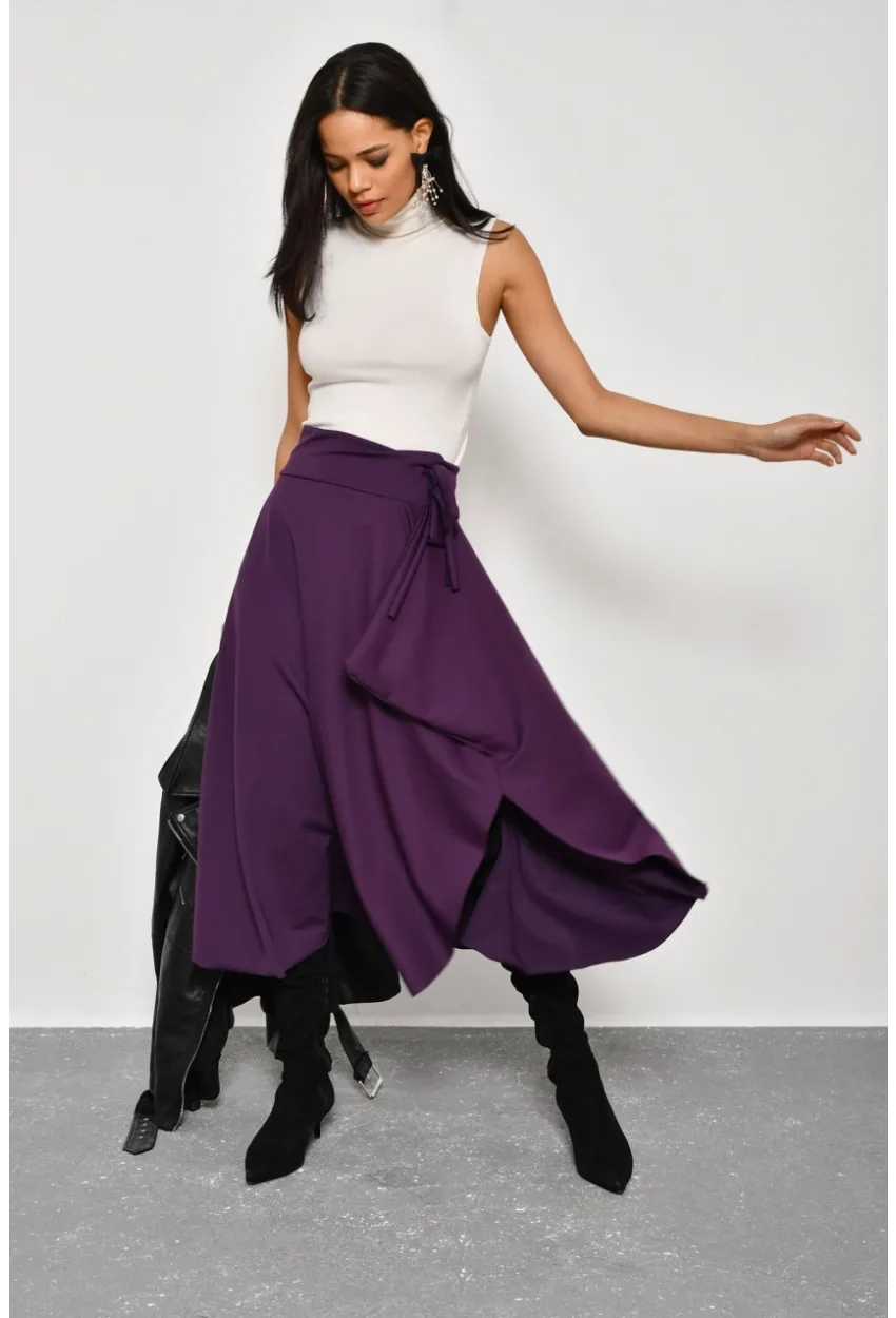 Kadın Mürdüm Asimetrik Etek LV52