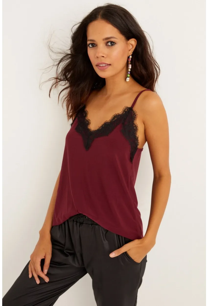 Kadın Mürdüm Dantelli Atlet LPP5008