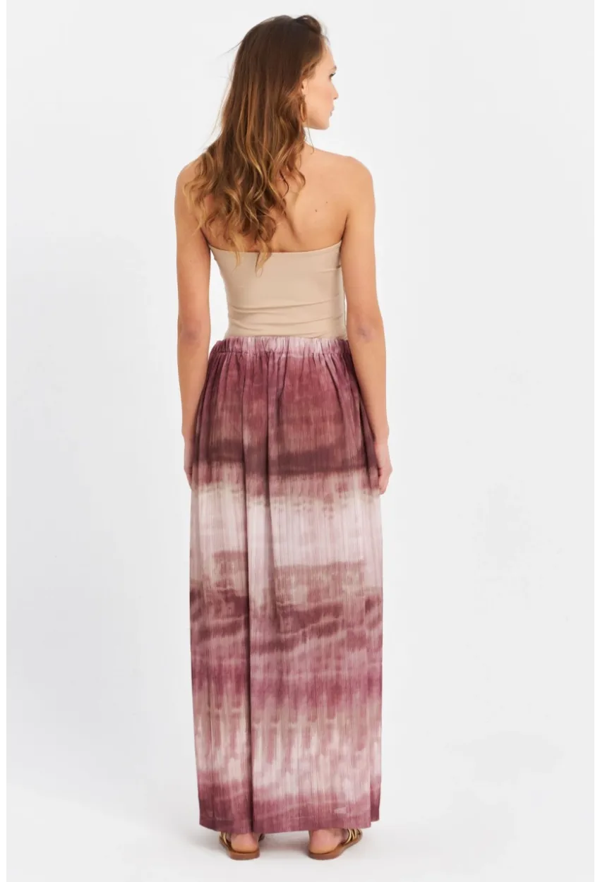 Kadın Mürdüm Desenli Salaş Pantolon TW26