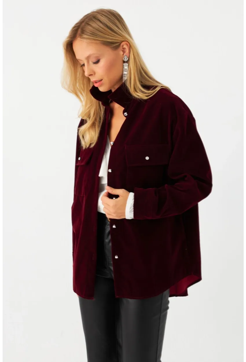 Kadın Mürdüm Süet Gömlek CAR1074