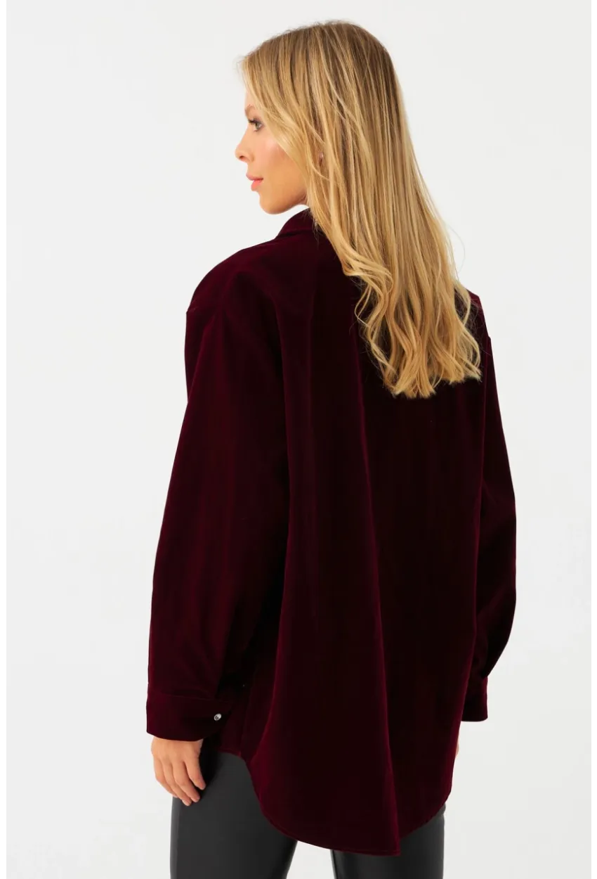 Kadın Mürdüm Süet Gömlek CAR1074