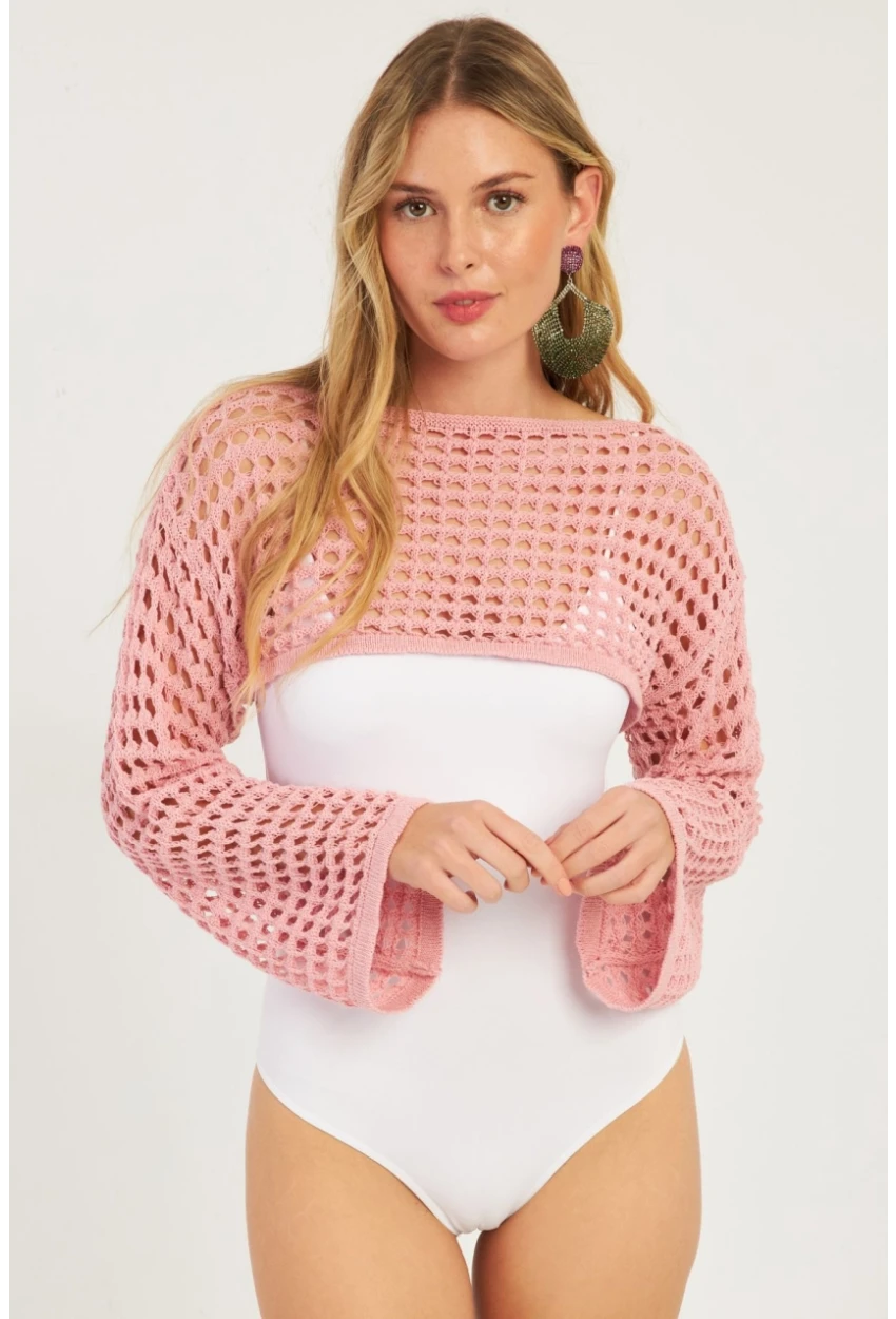 Kadın Pembe Ajurlu Bolero YV115