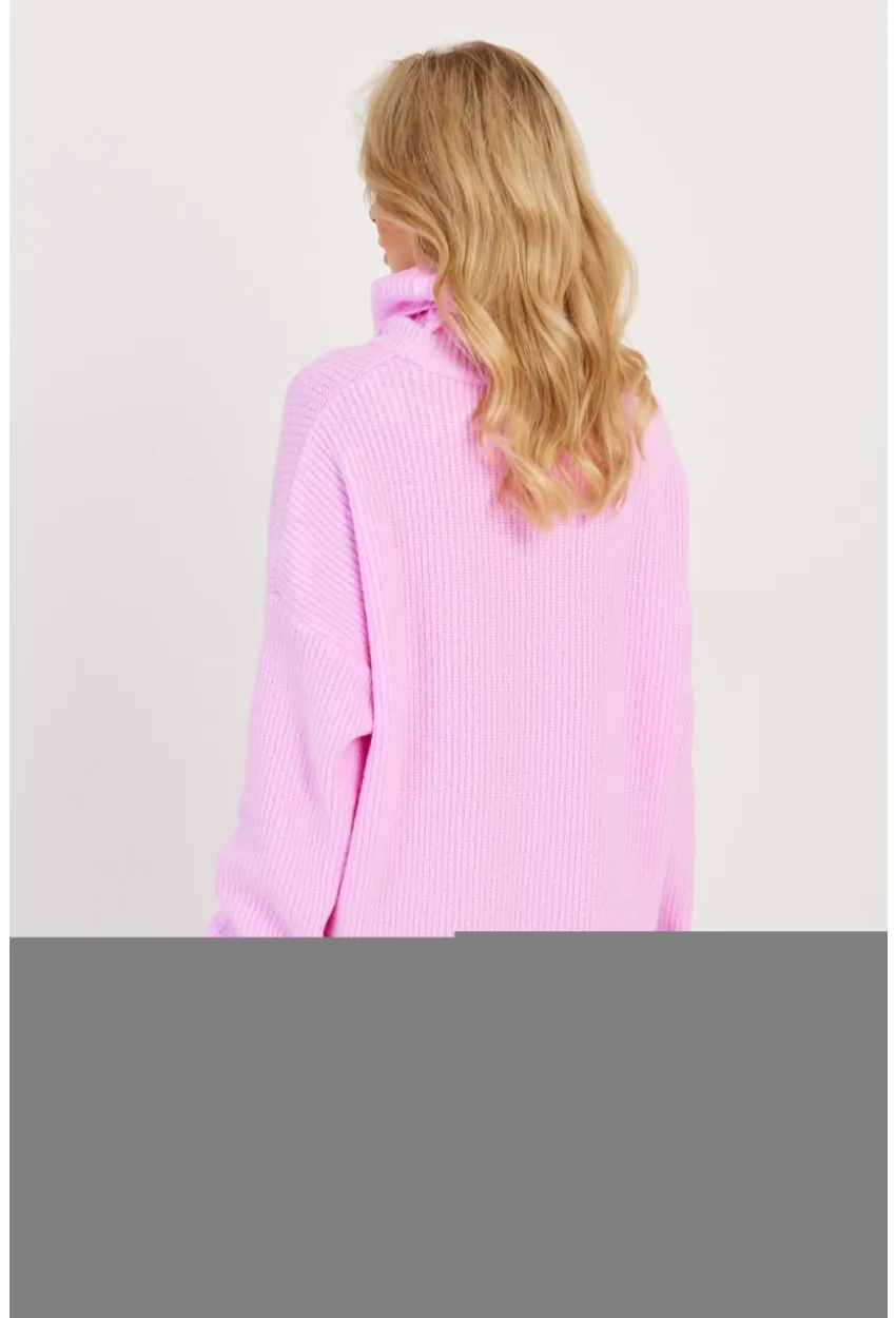 Kadın Pembe Balıkçı Yaka Triko Tunik KZ2504