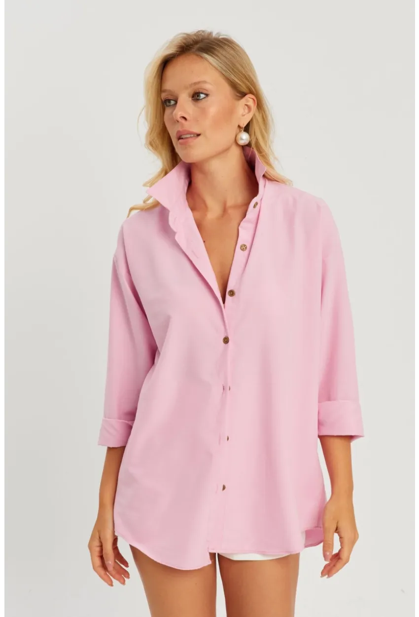 Kadın Pembe Gömlek Q987