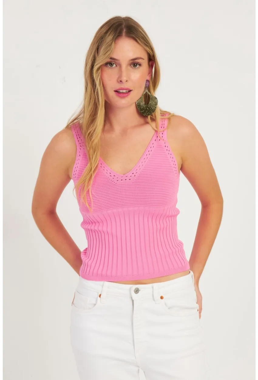 Kadın Pembe Triko Bluz SMT225